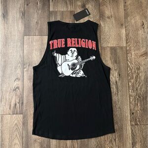 True Religion Jet Black JV Logo Tank Top Men’s Size S New With Tags Cotton